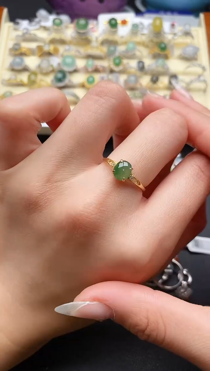 【闪购商品】翡翠戒指银S925镶嵌55555555+9