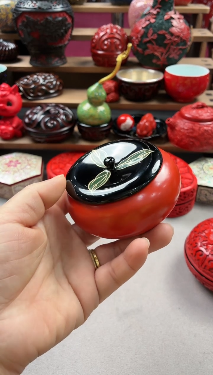 扬州漆器 小号柿子罐