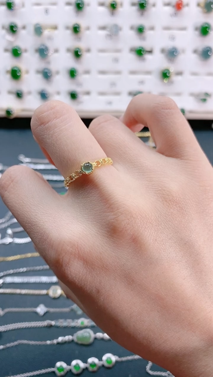 【闪购商品】翡翠戒指银S925镶嵌天然翡翠