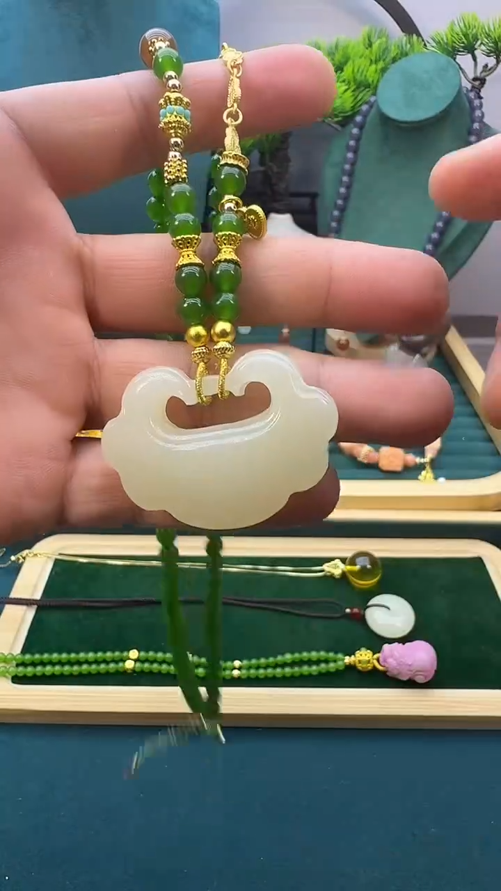 和田玉14K金镶嵌颈饰X21