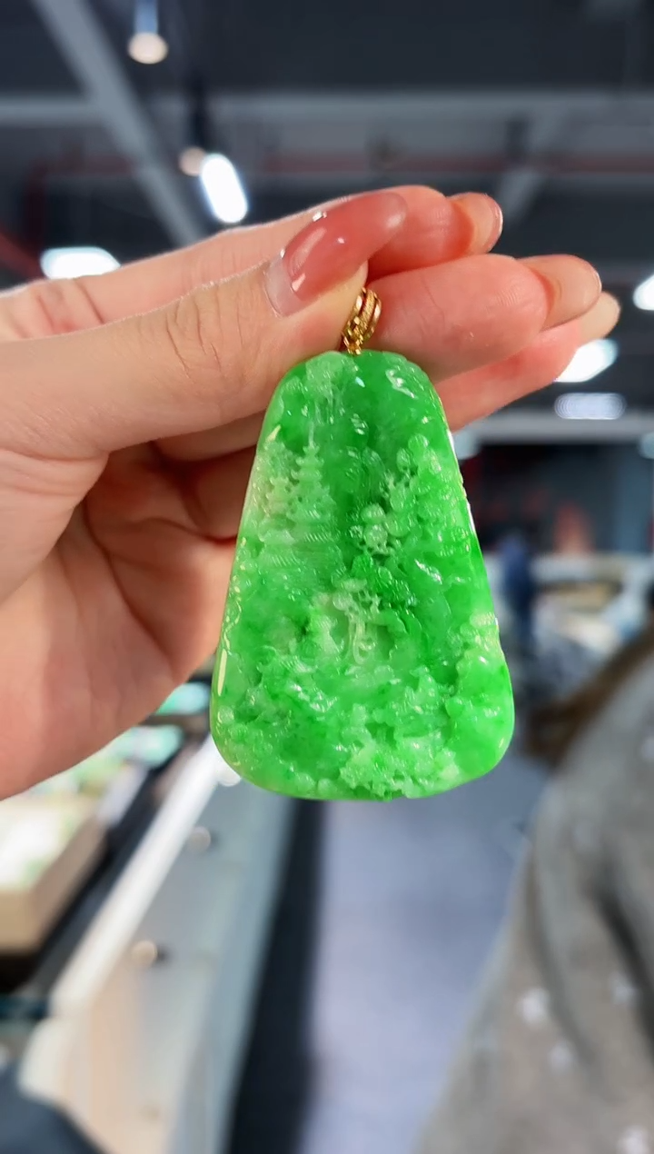 【闪购商品】翡翠颈饰18K金镶嵌缅料A货/支持复检/一件