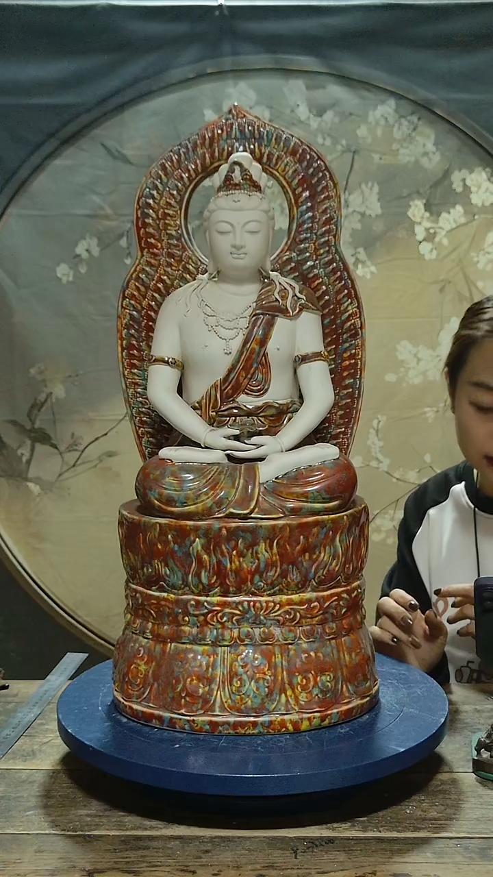 摆件老*德化瓷观音造像