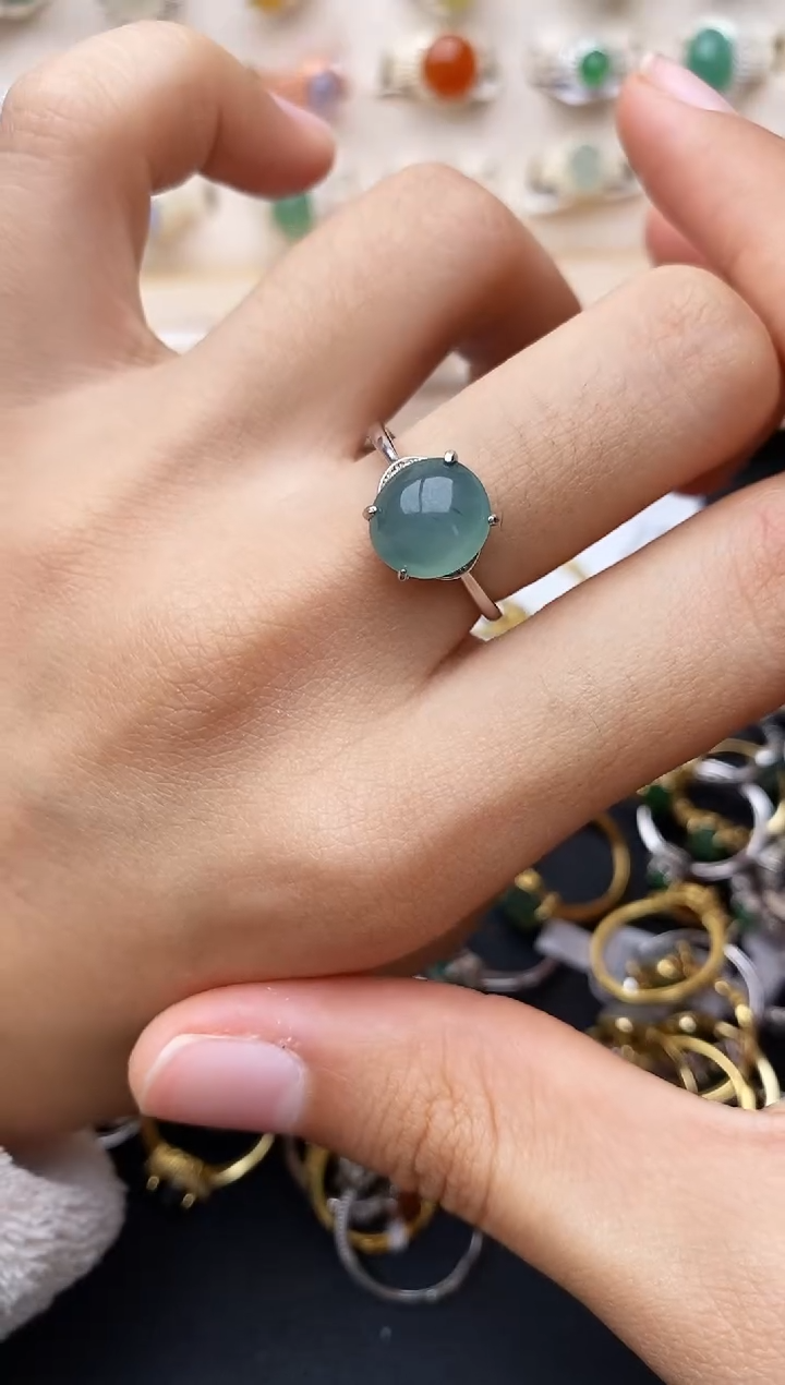 【闪购商品】翡翠戒指银S925镶嵌缅甸翡翠