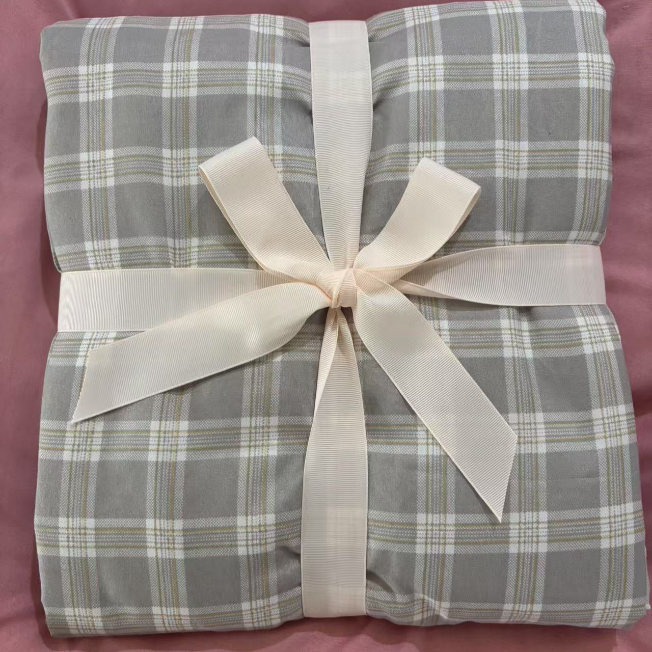 【外贸原单】1.6x2.3米灰色格子床单