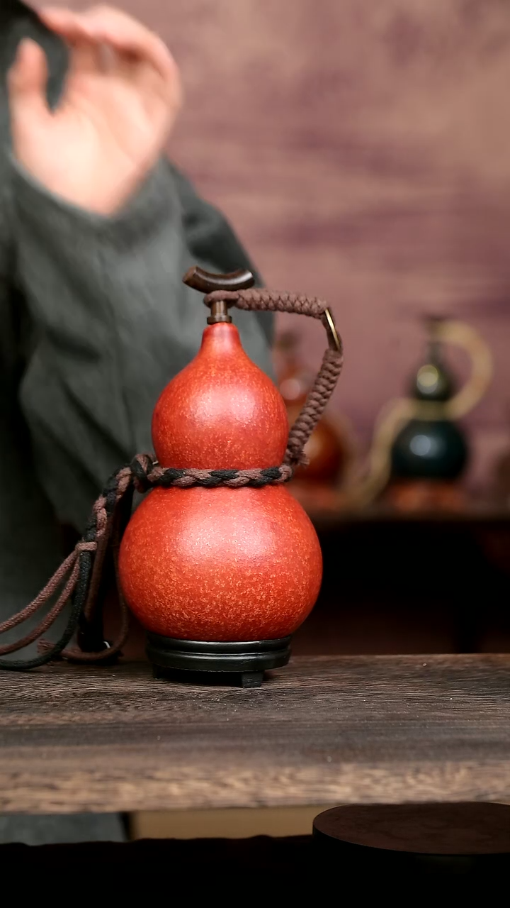 406号中药煮色  600ml左右 大漆葫芦水壶/酒壶 一物一拍