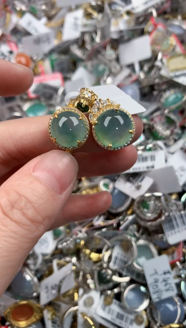 银S925镶嵌戒指翡翠10-10-10    6