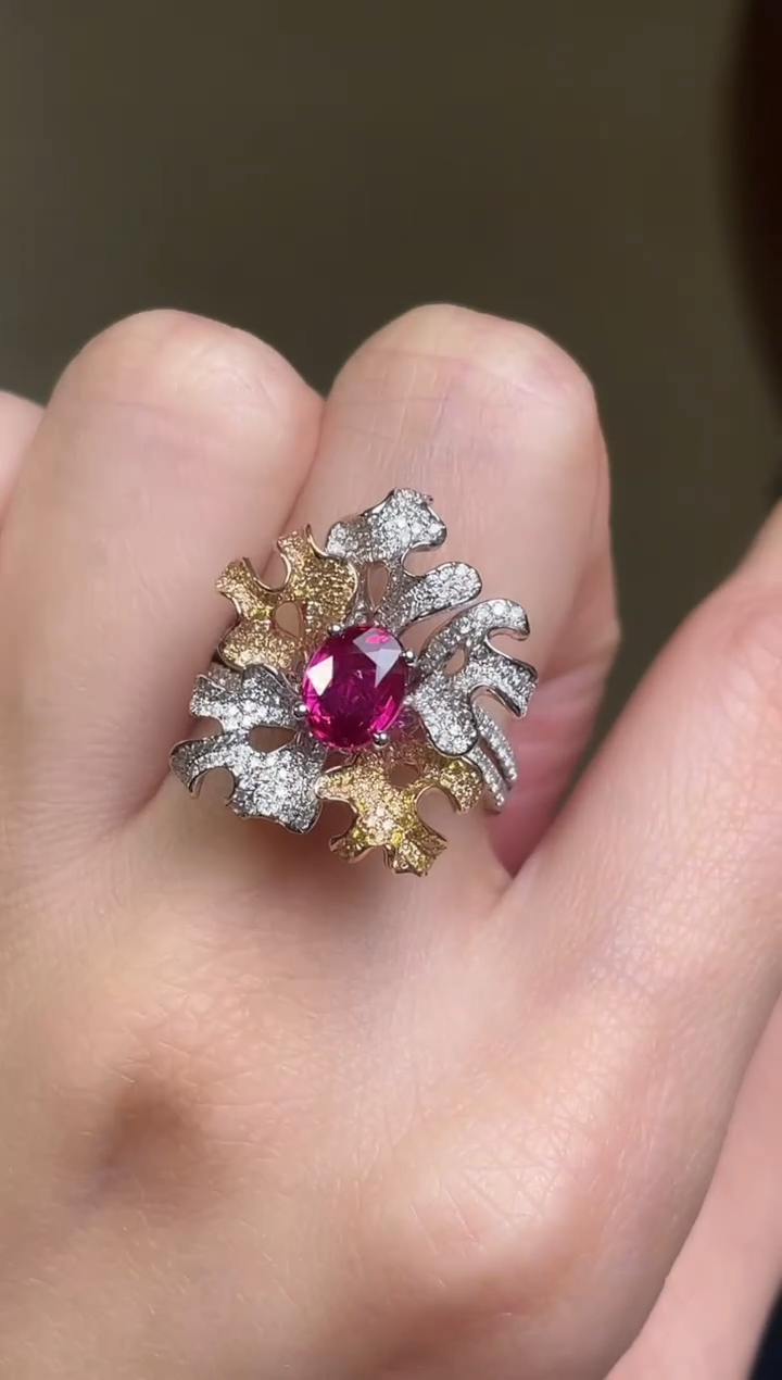 【闪购商品】红宝石戒指18K金镶嵌无烧主石：1.18ct