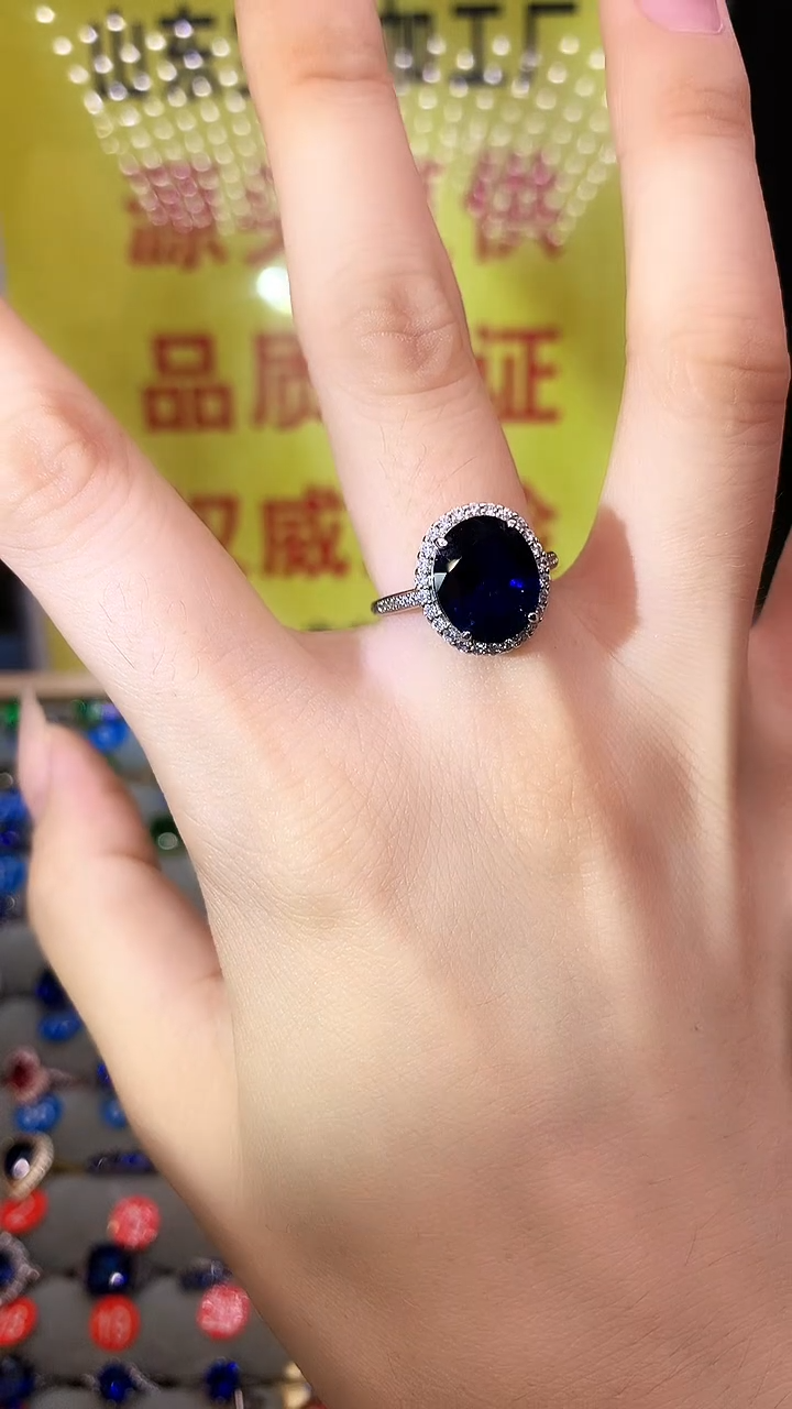 蓝宝石戒指银S925镶嵌.......