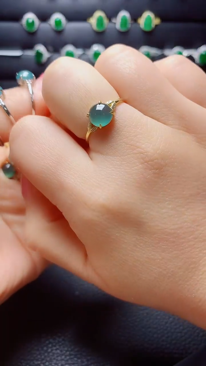 银S925镶嵌戒指翡翠天然翡翠A货s925银镶