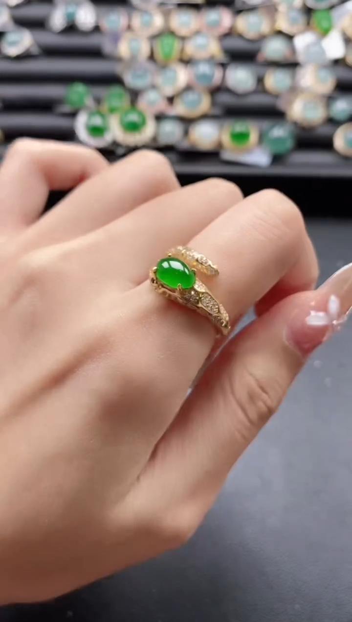 【闪购商品】翡翠戒指银S925镶嵌51151-6