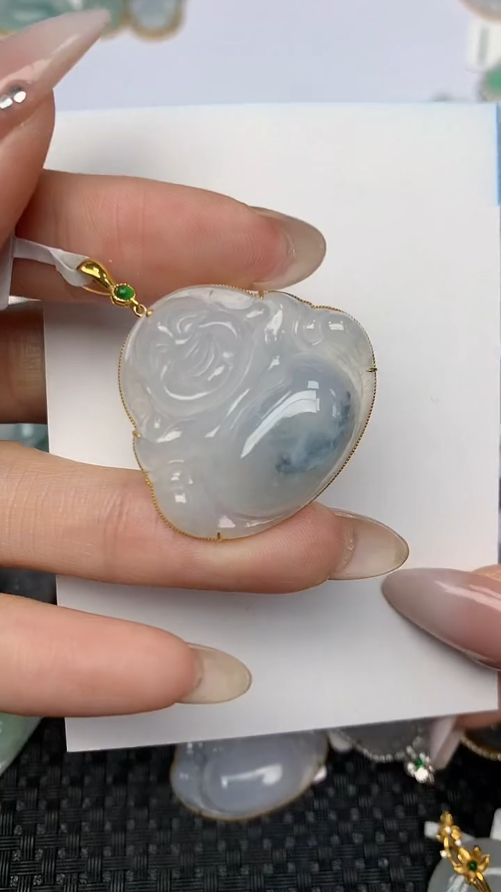【闪购商品】翡翠颈饰18K金镶嵌天然翡翠A货
