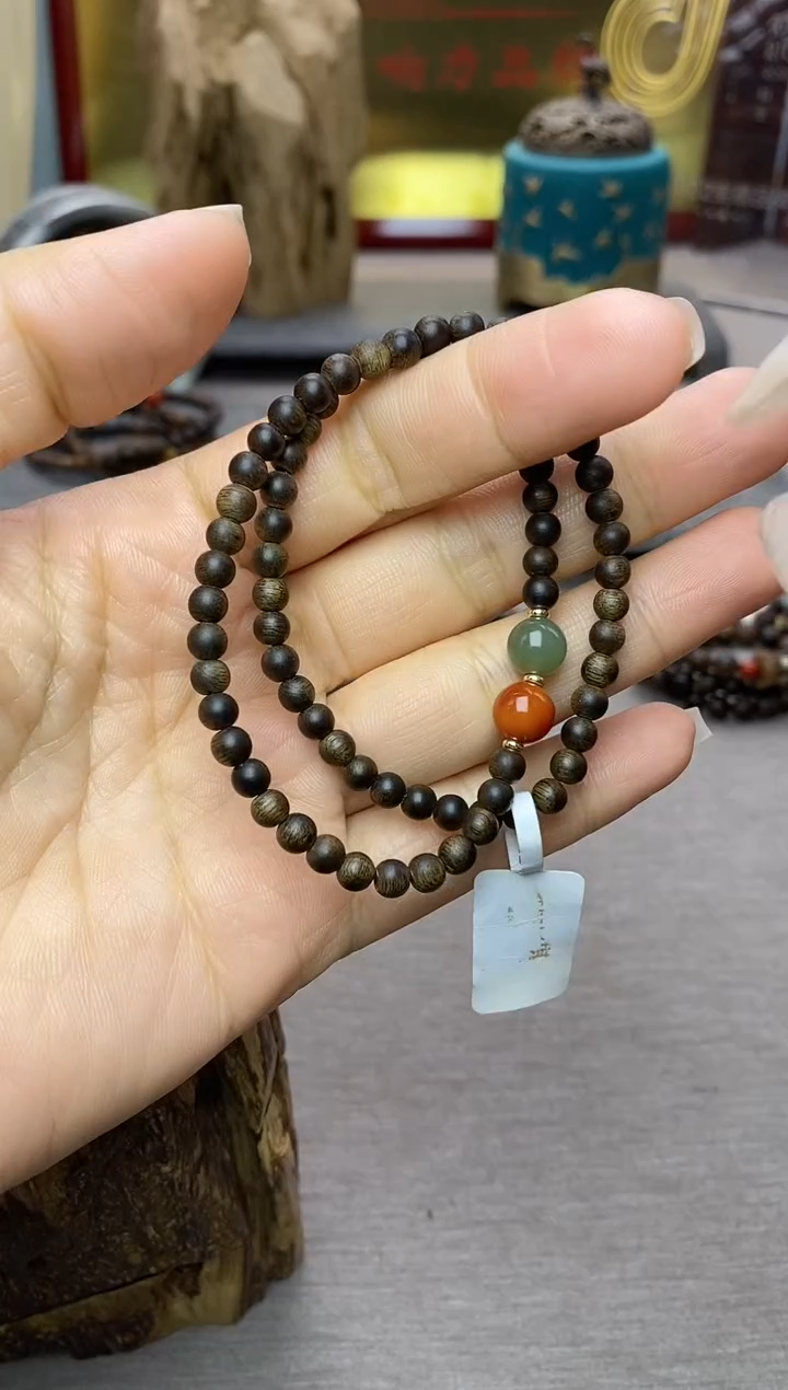 【闪购商品】沉香手串越南芽庄白棋0.4+配饰 沉水双圈款