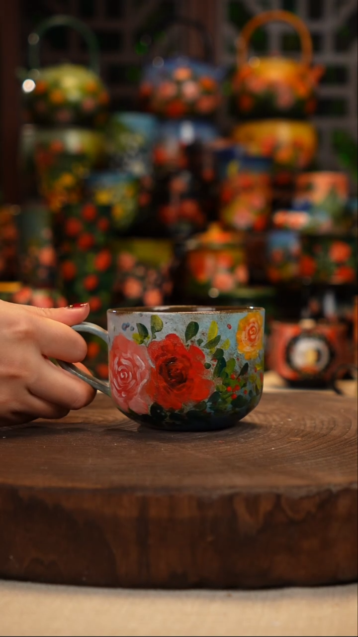 紫砂油画手绘釉下彩