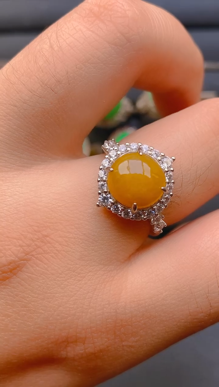 【闪购商品】翡翠戒指银S925镶嵌天然A货翡翠1