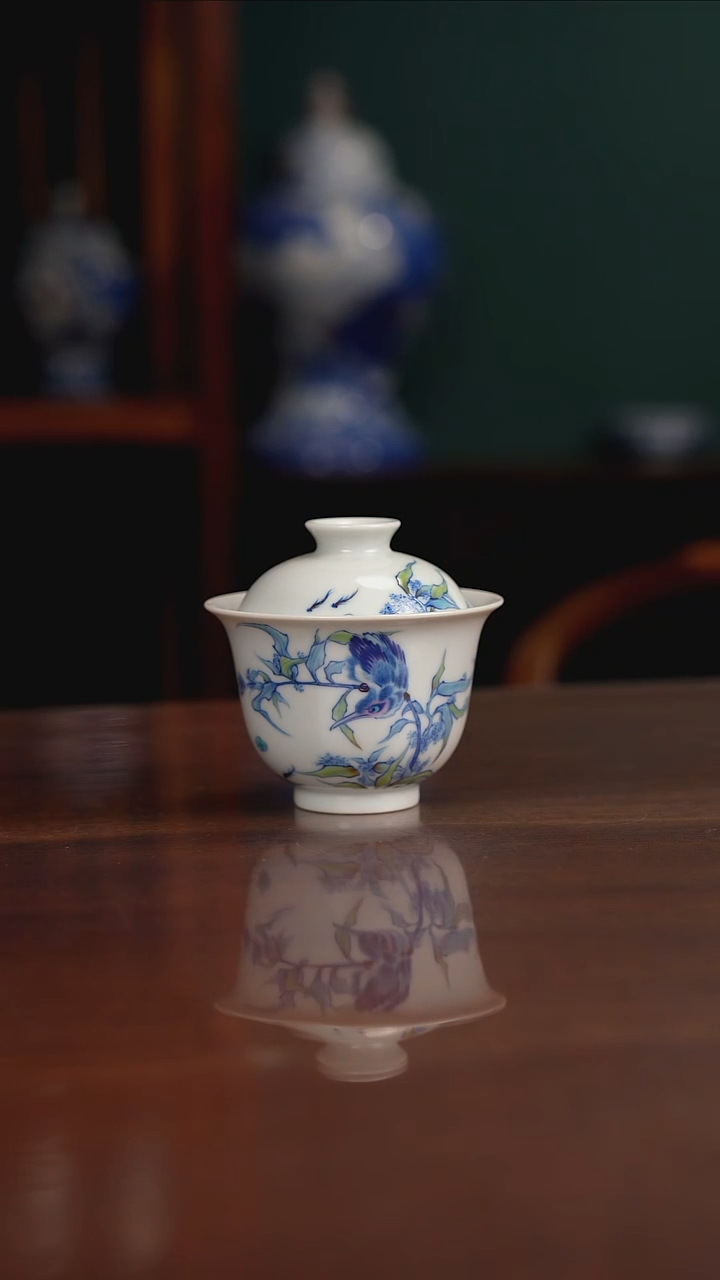 空山明月 新斗彩 单翠