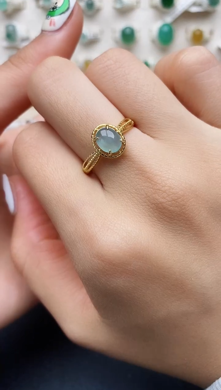 【闪购商品】翡翠戒指银S925镶嵌缅甸翡翠