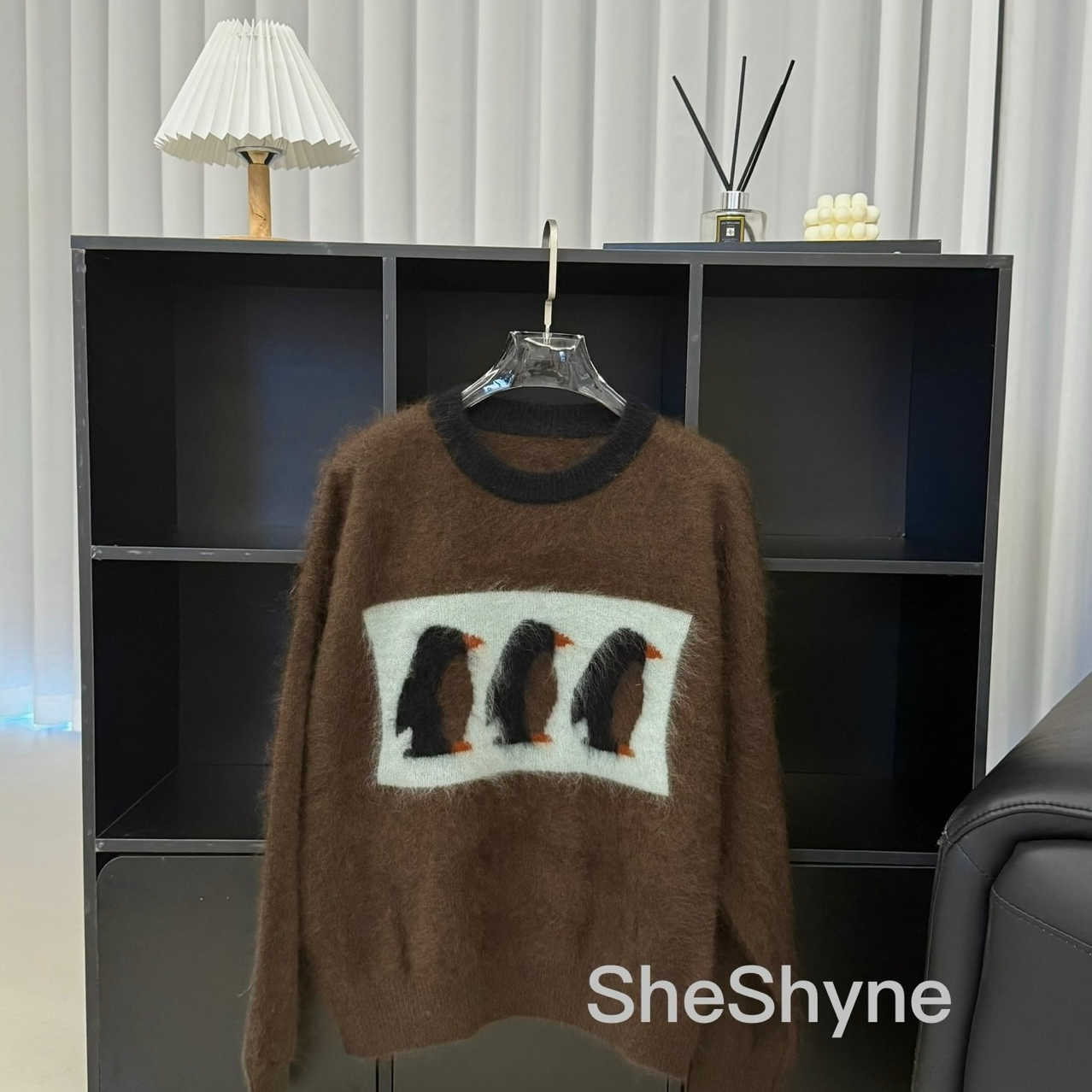 SheShyne《三只企鹅》博主同款羊绒羊毛韩系可爱宽松拉绒毛衣