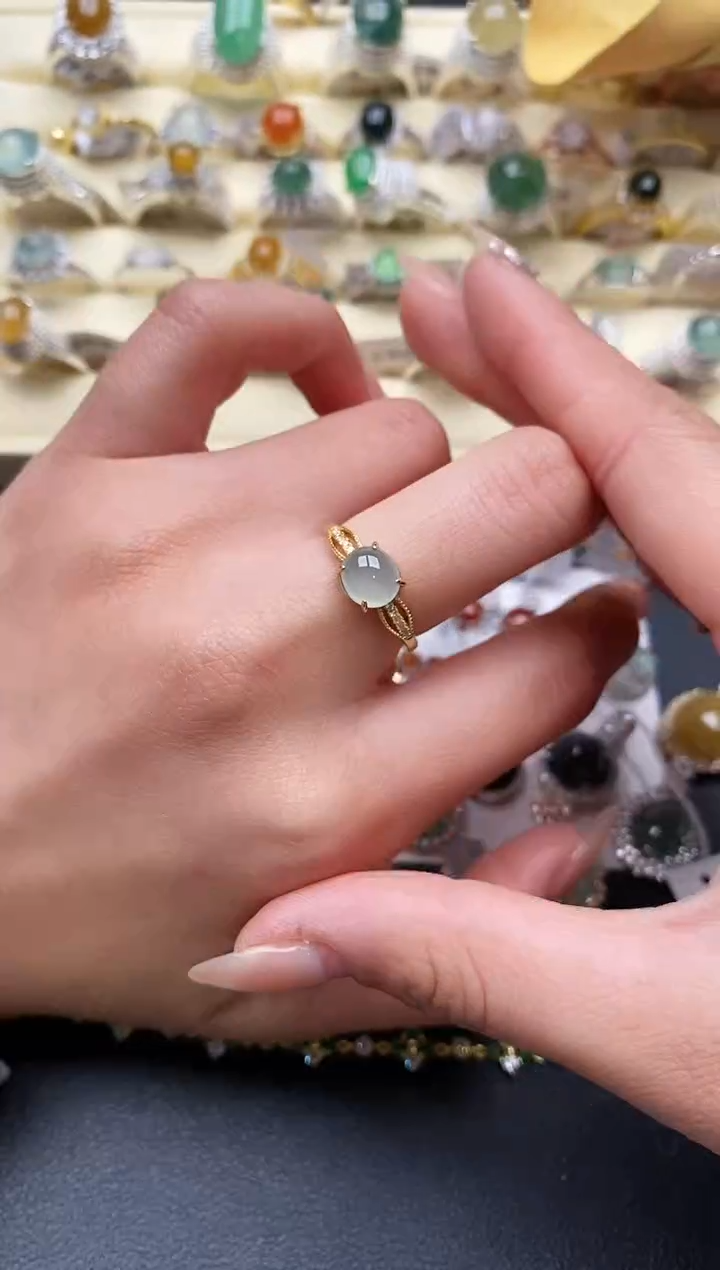 【闪购商品】翡翠戒指银S925镶嵌3333333+6