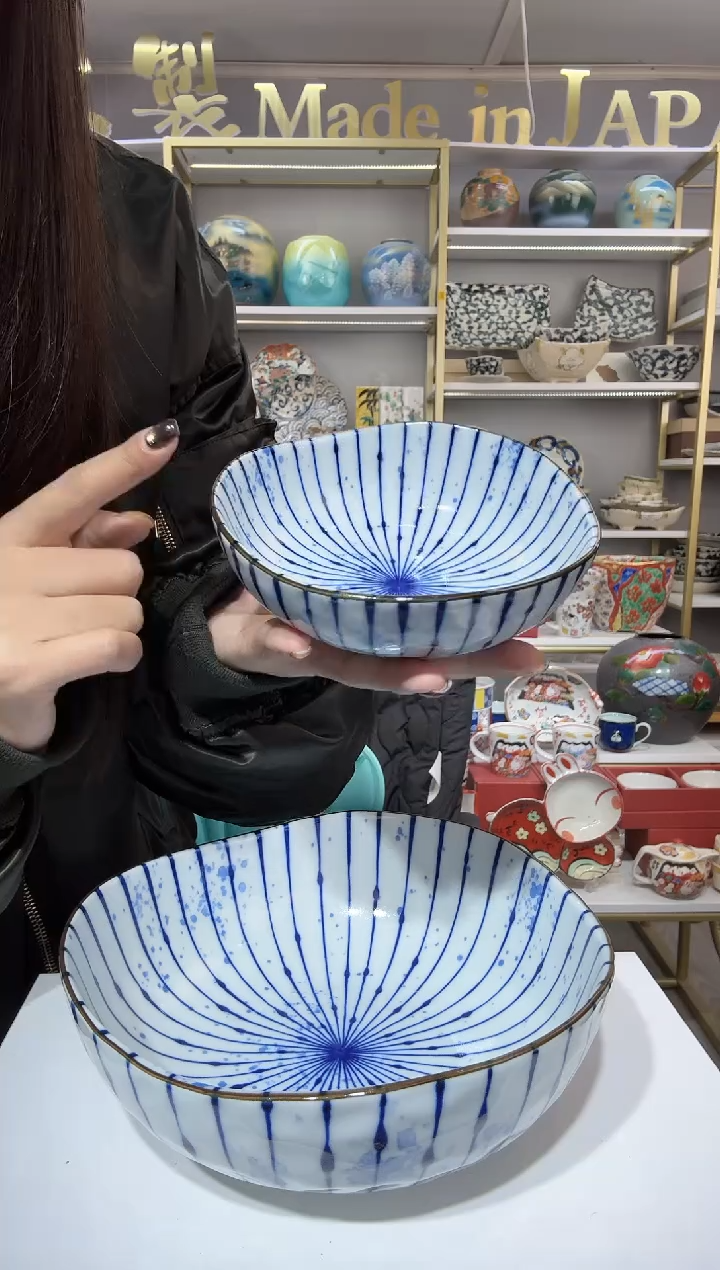 瓷吹墨十草13.8厘米钵2只装