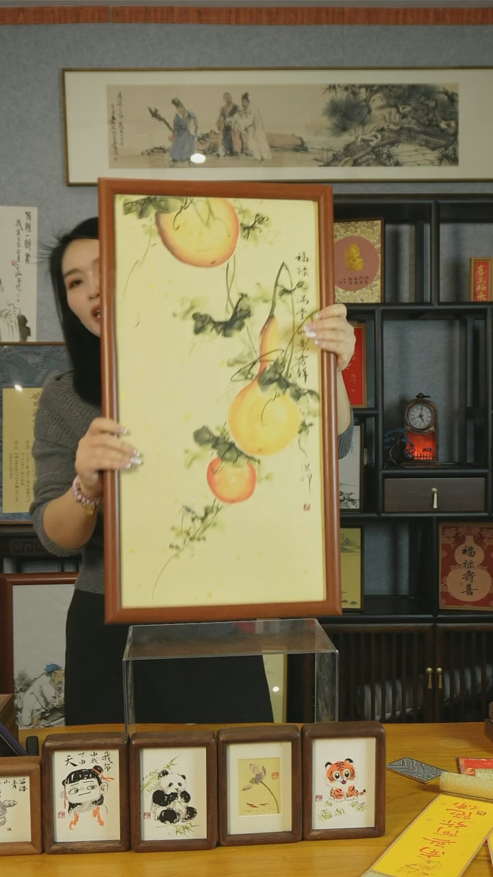 【闪购商品】书法【葫芦】实木 红胡桃木37*68