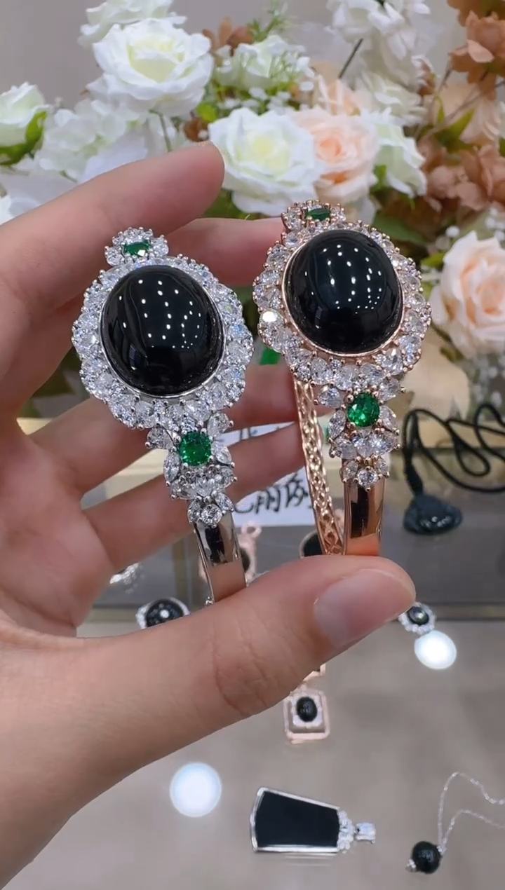 银S925镶嵌手镯翡翠多样性团购发一件