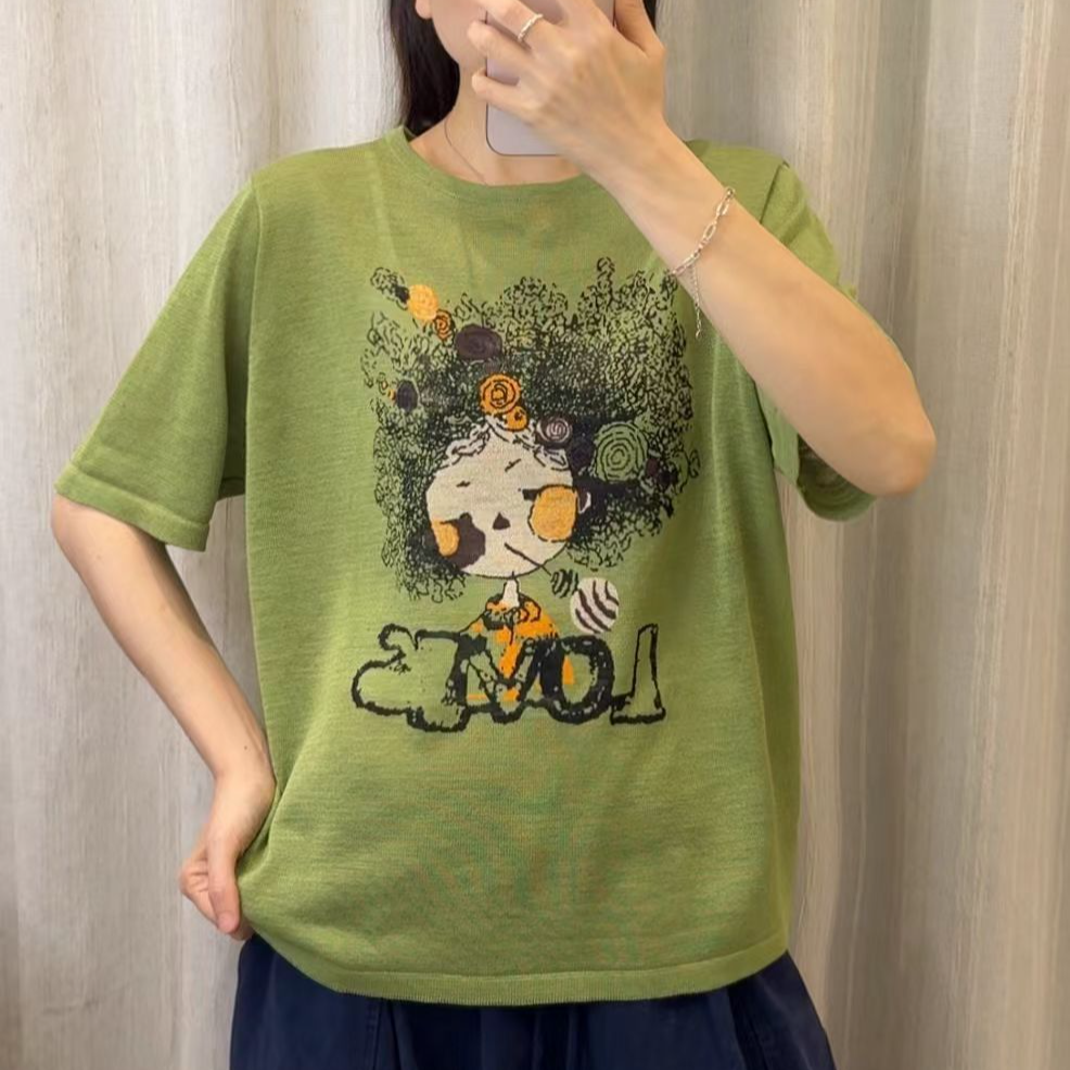 13771新款夏季休闲时尚宽松百搭显瘦针织T恤