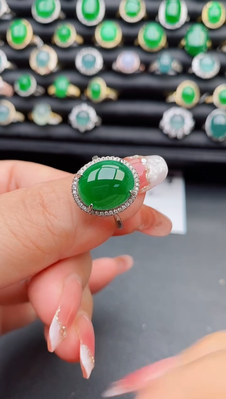 【闪购商品】翡翠戒指银S925镶嵌50800