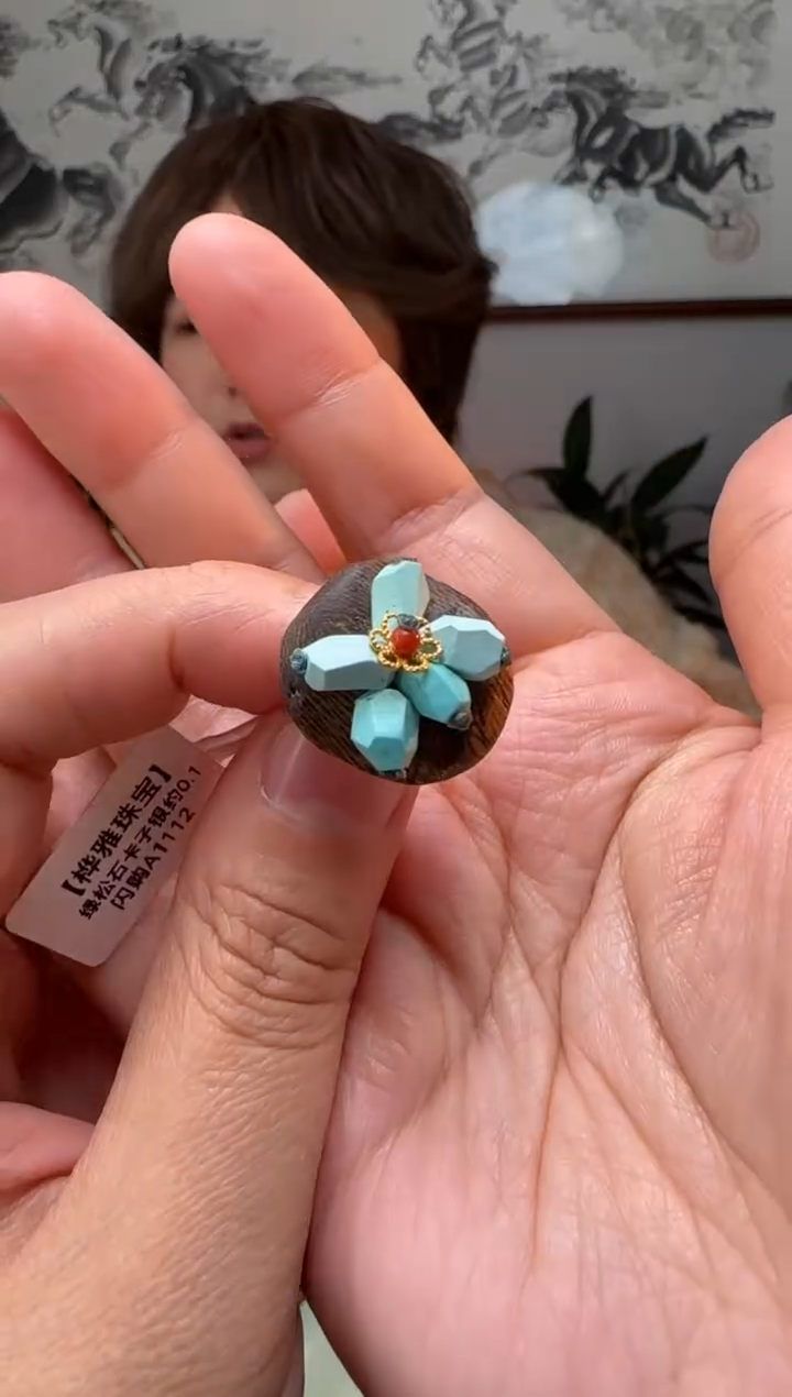 【闪购商品】绿松石卡子银S925镶嵌时尚百搭A1112