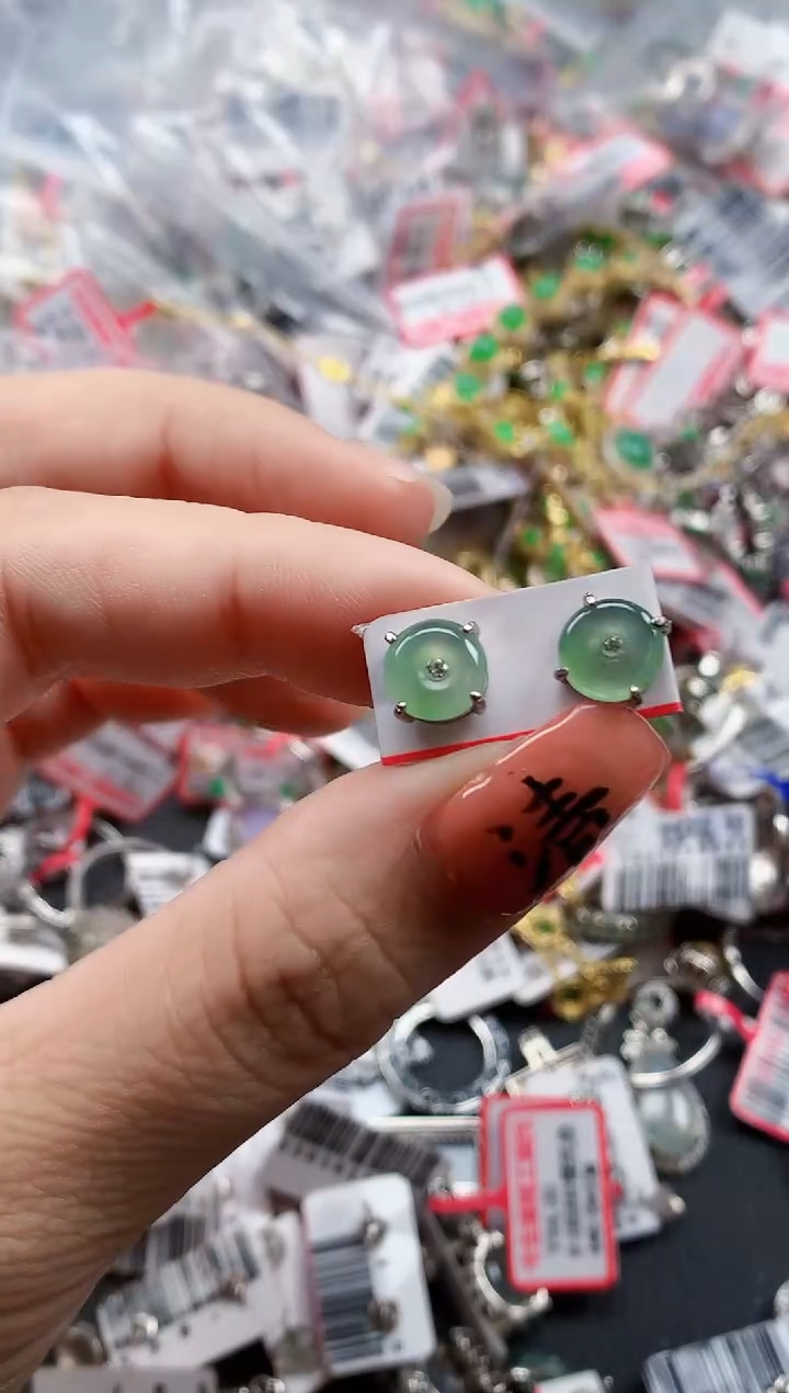 银S925镶嵌戒指翡翠天然A货缅甸翡翠