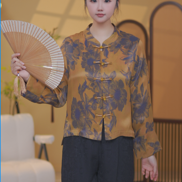 墨画琉璃-国风早春秋开衫外套上衣中国风香云纱外套女双面穿