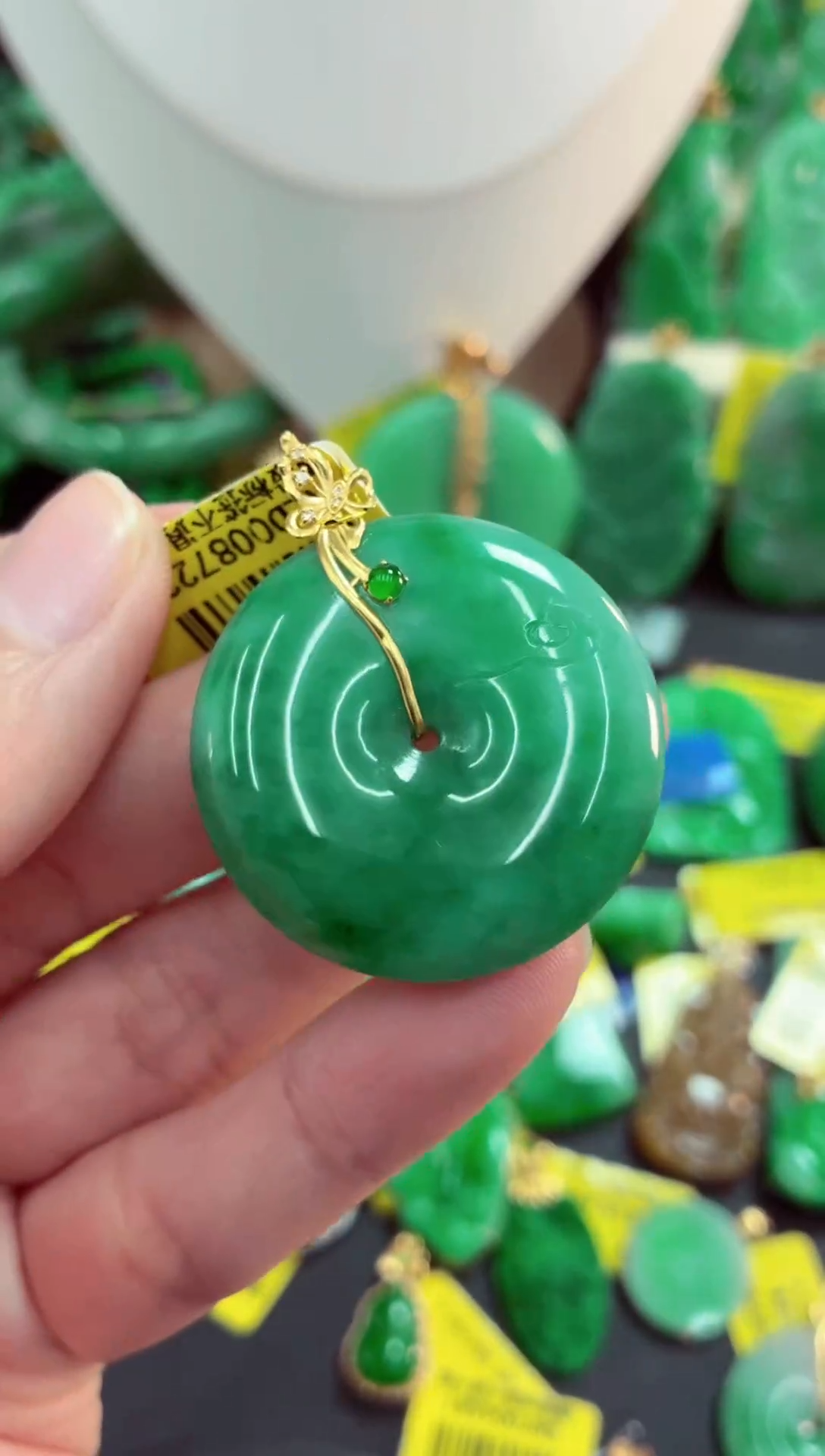 吊坠(不含链)18K金镶嵌翡翠天然缅甸翡翠A货