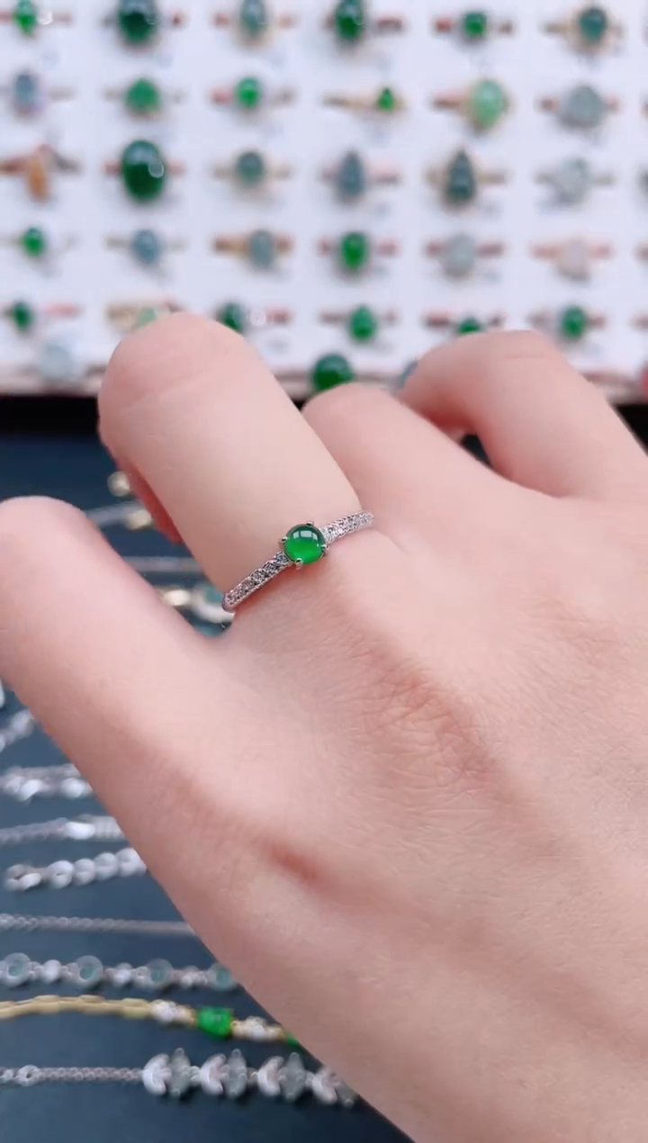 银S925镶嵌戒指翡翠天然翡翠