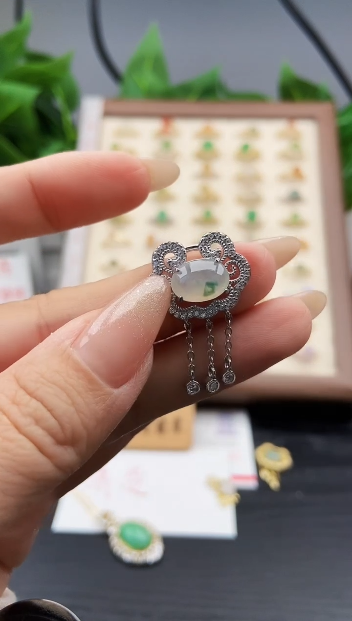 颈饰银S925镶嵌翡翠12