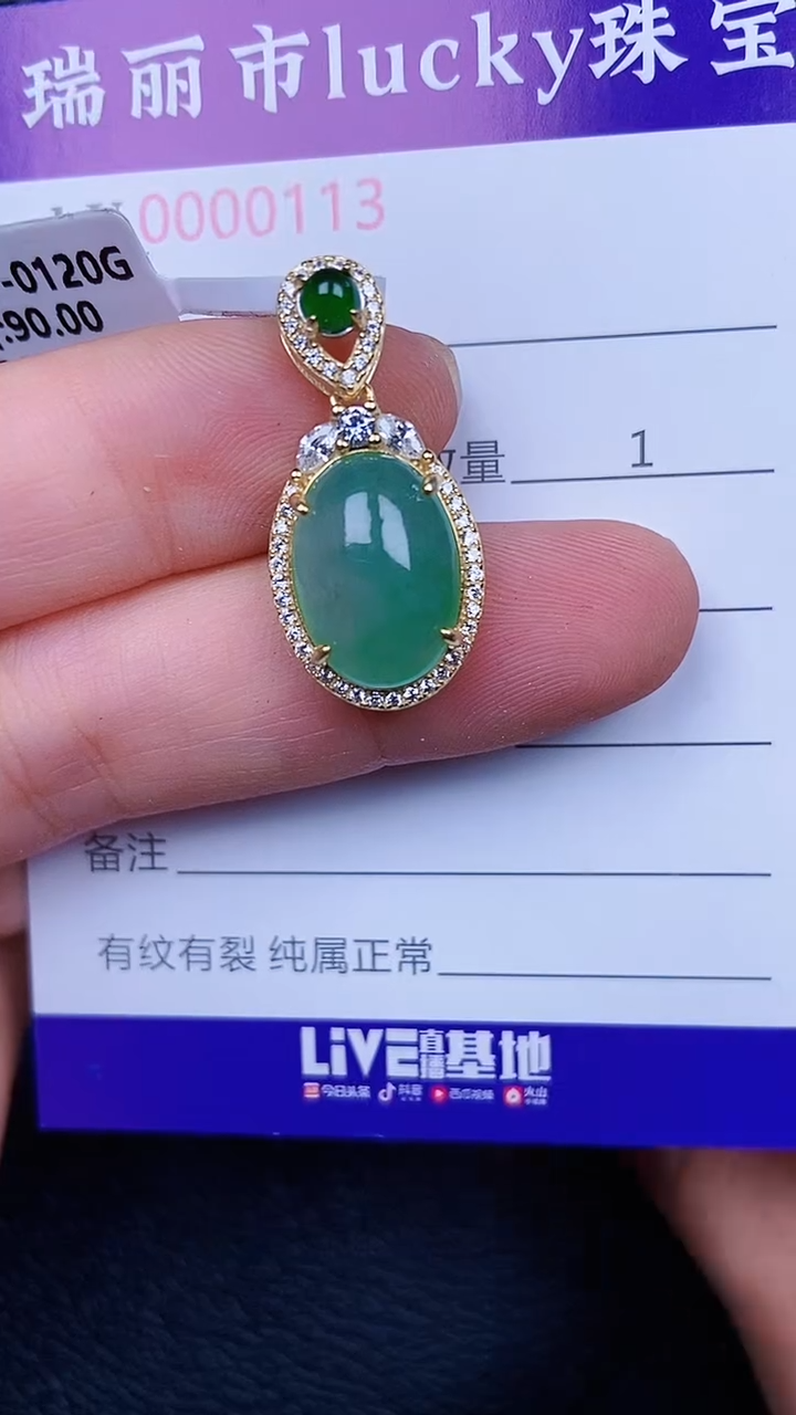 颈饰银S925镶嵌翡翠113