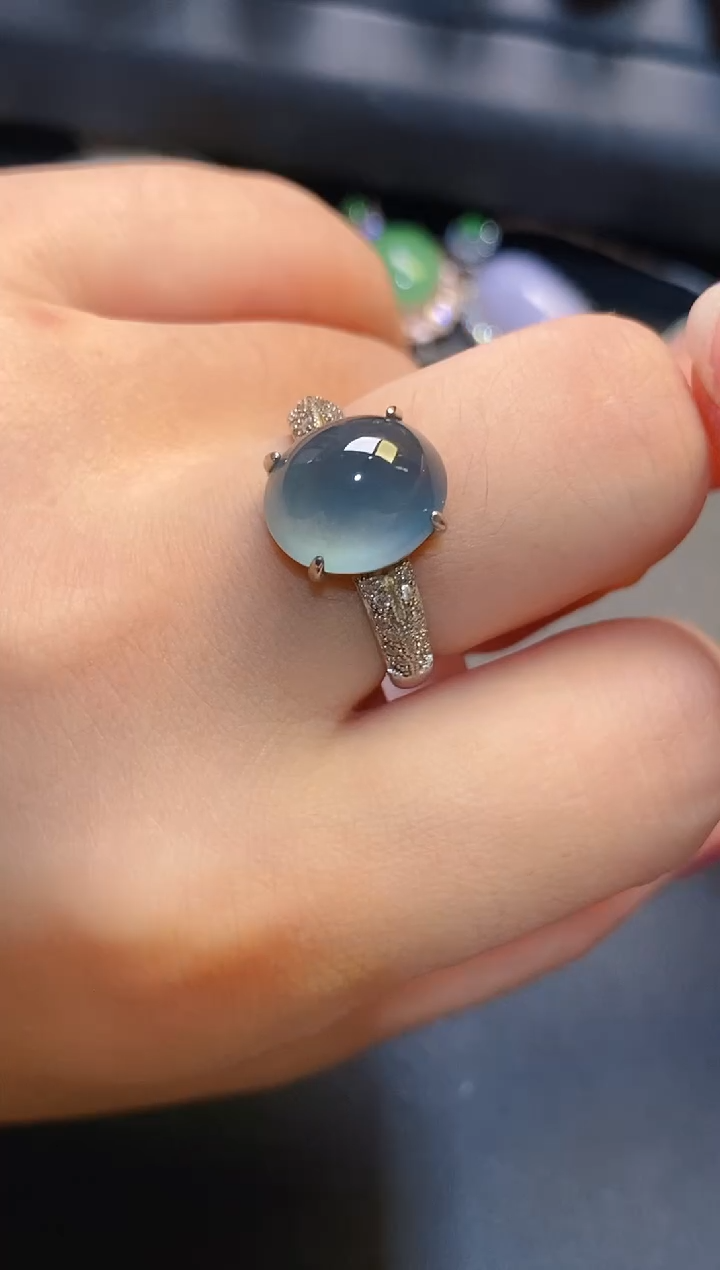 银S925镶嵌翡翠耳饰天然