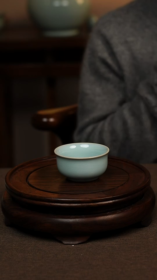 瓷片天青色如意杯60ml微瑕不带礼盒