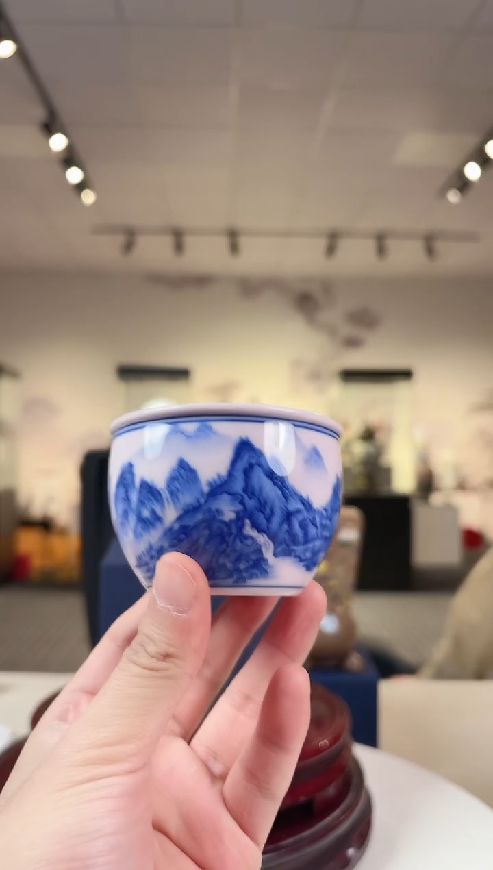 杯子陶瓷红稀千里江山缸杯+礼盒