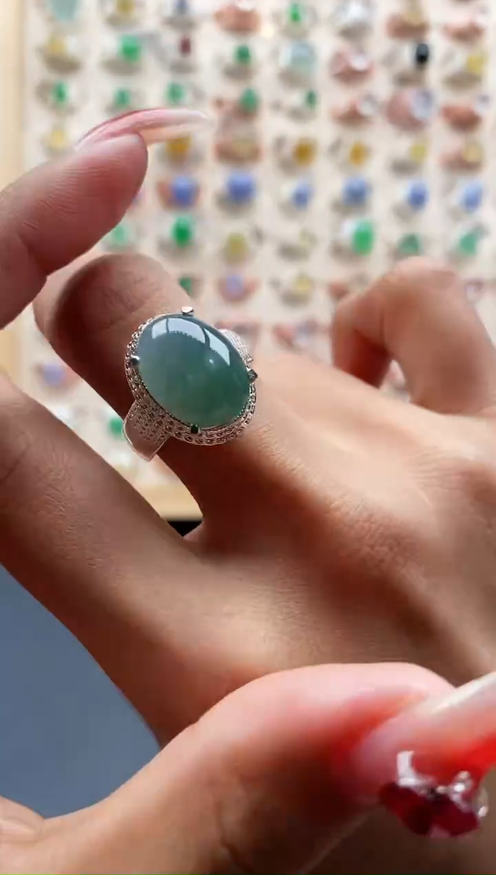 【闪购商品】翡翠戒指未镶嵌缅甸天然A货翡翠555 7+1