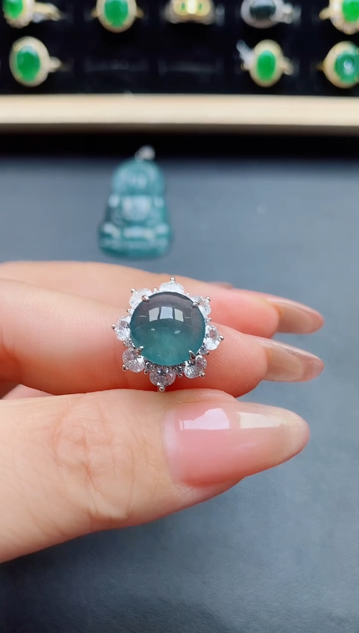 翡翠戒指银S925镶嵌1311