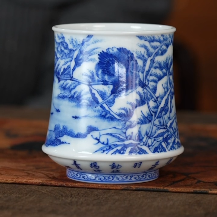 【墨舍名窑】预售20天画堂春九字雪景单翠杯 景德镇杯