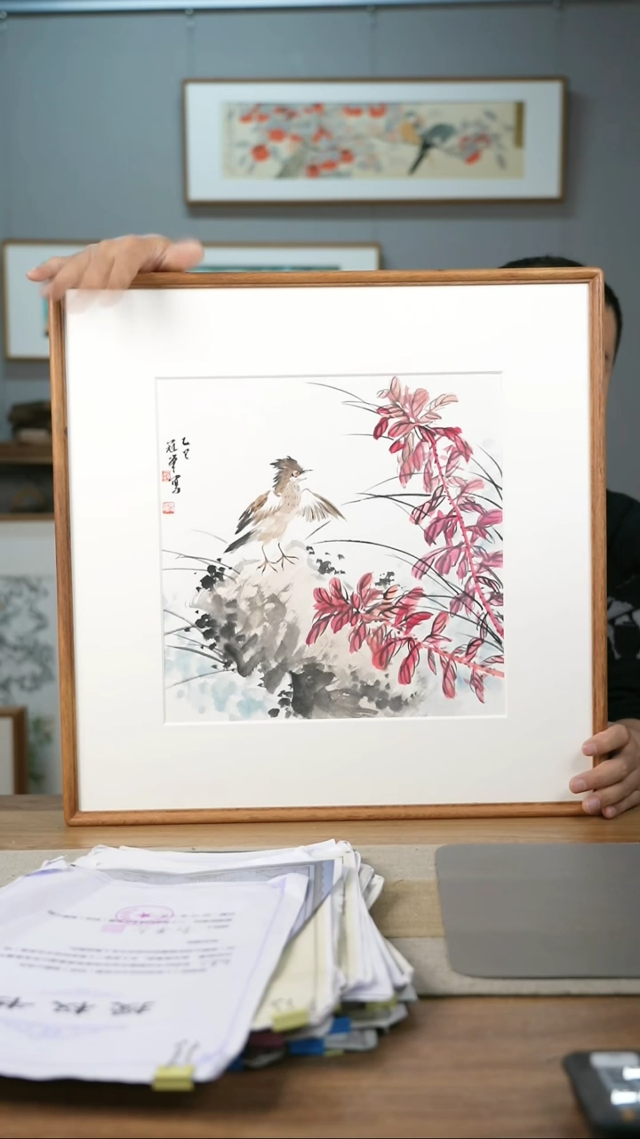 【闪购商品】书法美协副主-赵老师52*52带框花鸟作品