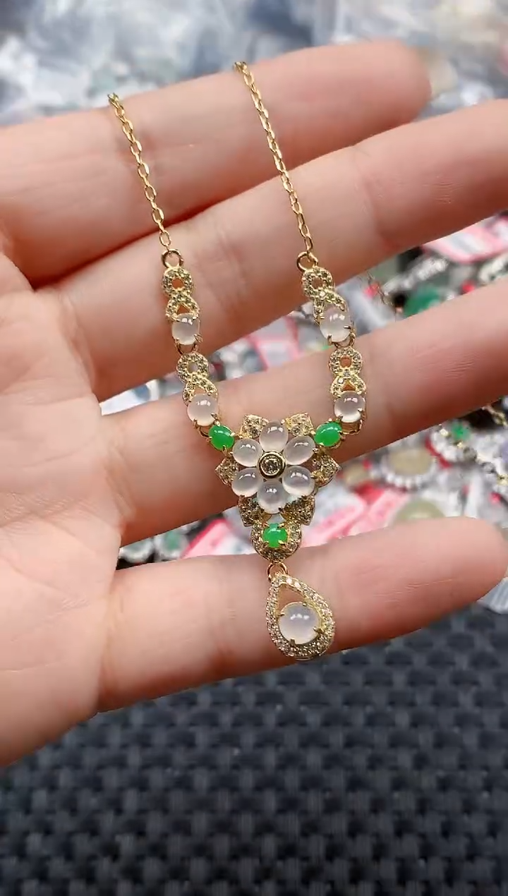 银S925镶嵌戒指翡翠天然A货缅甸翡翠