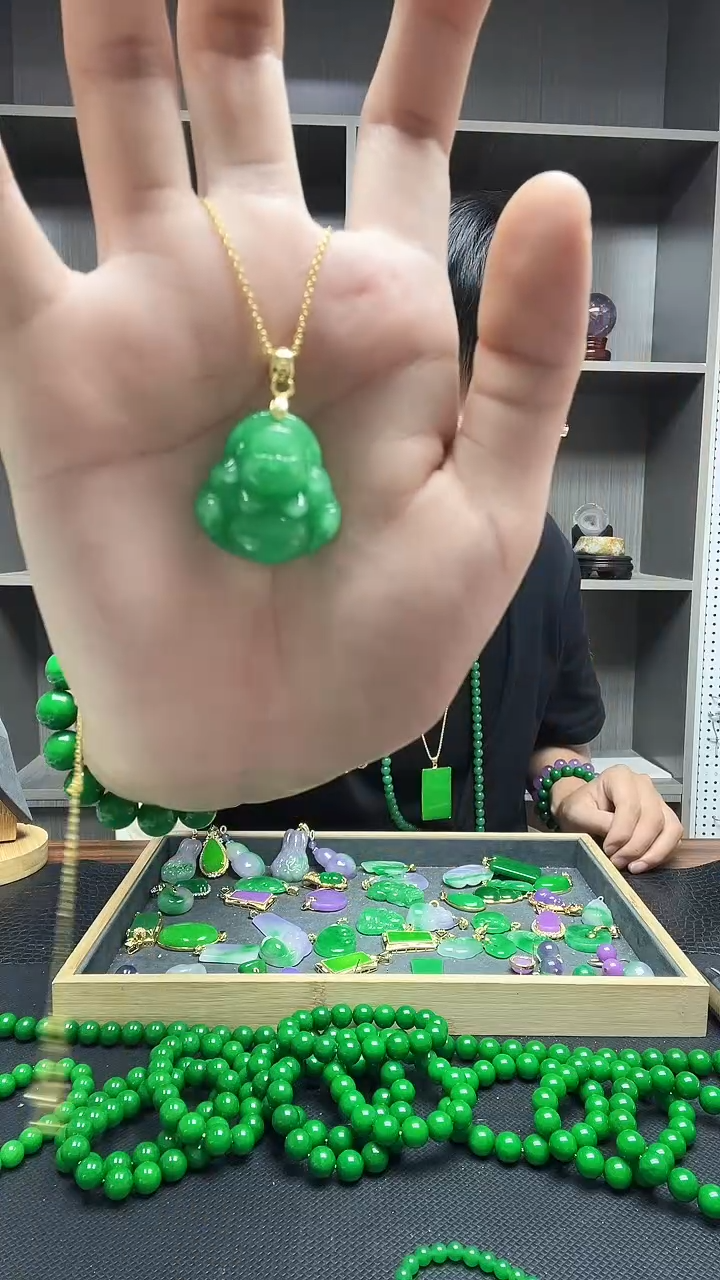 翡翠14K金镶嵌吊坠(赠链)吊坠
