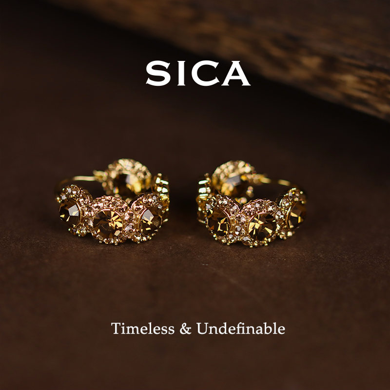 纯铜锆石耳饰 锆石耳扣2025新款爆款饰品礼物EH443【香槟夜曲】