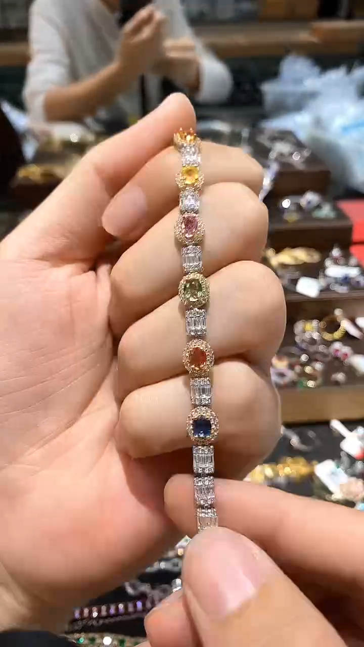 【闪购商品】蓝宝石手链银S925镶嵌手链