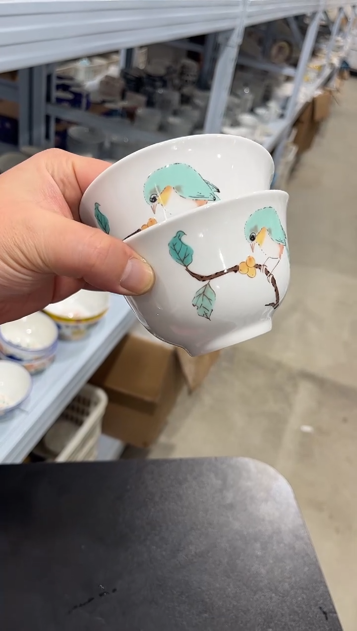 杯子骨瓷（简装）4寸小鸟碗两个