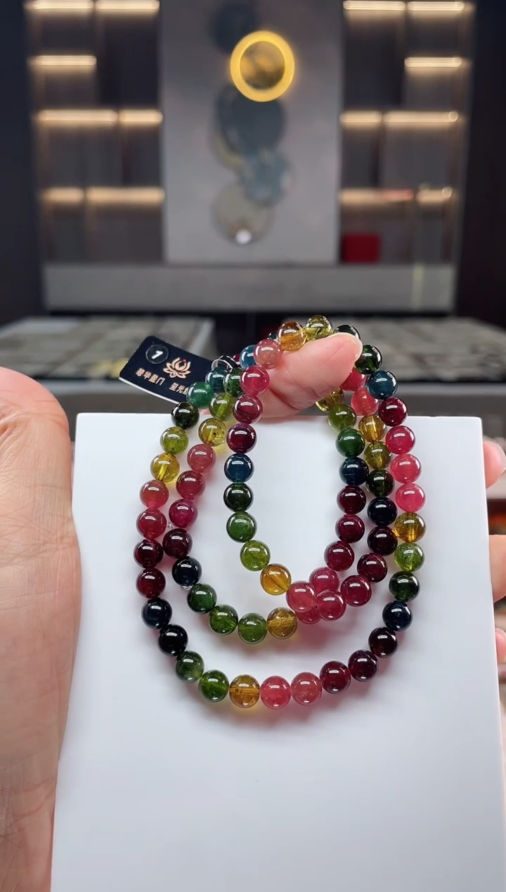 未镶嵌老矿碧玺三圈手串7mm+碧玺（多样性发一条）Q