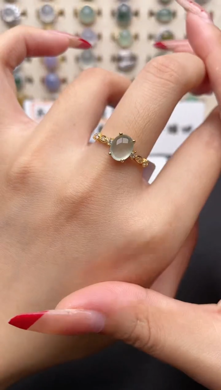 【闪购商品】翡翠戒指银S925镶嵌一物一证一礼盒