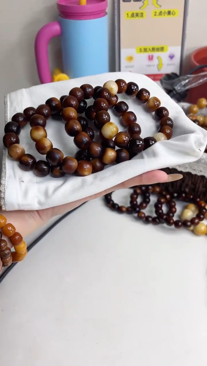 手串菩提根/象牙果沐p59虎珀糖干磨桶珠12*14mm手串