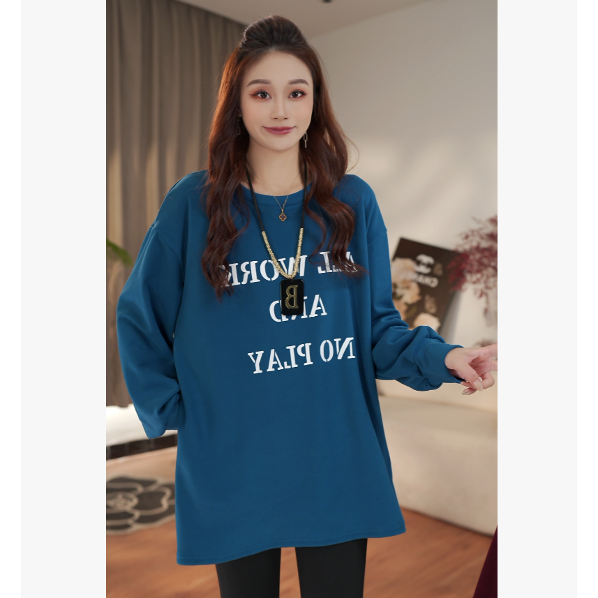 2025加厚双面徳绒冬季新款字母T恤休闲百搭简约打底上衣251113